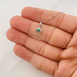 Set Cadena Veneciana + Dije Circulos Esmeralda 6pts / 1.45g / 45cm Oro Blanco 18K