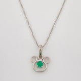 Set Cadena Veneciana + Dije Oso Esmeralda 6pts / 1.35g / 45cm Oro Blanco 18K