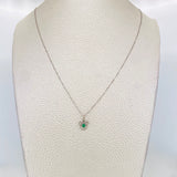 Set Cadena Veneciana + Dije Oso Esmeralda 6pts / 1.35g / 45cm Oro Blanco 18K