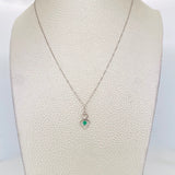 Set Cadena Veneciana + Dije Corazones Esmeralda 8pts / 1.45g / 45cm Oro Blanco 18K