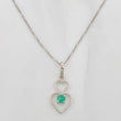 Set Cadena Veneciana + Dije Corazones Esmeralda 8pts / 1.45g / 45cm Oro Blanco 18K