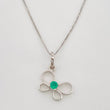 Set Cadena Veneciana + Dije Mariposa Esmeralda 7pts / 1.6g / 45cm Oro Blanco 18K