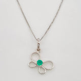 Set Cadena Veneciana + Dije Mariposa Esmeralda 7pts / 1.6g / 45cm Oro Blanco 18K