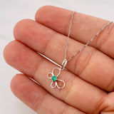 Set Cadena Veneciana + Dije Mariposa Esmeralda 7pts / 1.6g / 45cm Oro Blanco 18K