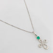 Set Cadena Veneciana + Dije Cruz Esmeralda 8pts / 1.6g / 45cm Oro Blanco 18K