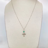 Set Cadena Veneciana + Dije Cruz Esmeralda 8pts / 1.6g / 45cm Oro Blanco 18K