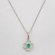 Set Cadena Veneciana + Dije Flor Esmeralda 9pts / 1.55g / 45cm Oro Blanco 18K
