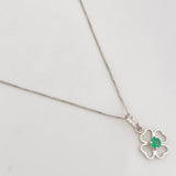 Set Cadena Veneciana + Dije Flor Esmeralda 9pts / 1.55g / 45cm Oro Blanco 18K