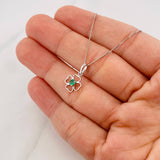 Set Cadena Veneciana + Dije Flor Esmeralda 9pts / 1.55g / 45cm Oro Blanco 18K