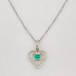 Set Cadena Veneciana + Dije Corazón Doble Esmeralda 6pts / 1.45g / 45cm Oro Blanco 18K