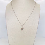 Set Cadena Veneciana + Dije Flor Esmeralda 4pts / 1.45g / 45cm Oro Blanco 18K
