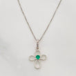 Set Cadena Veneciana + Dije Cruz Esmeralda 6pts / 1.45g / 45cm Oro Blanco 18K