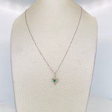 Set Cadena Veneciana + Dije Corazon Curvo Esmeralda 0.6pts / 1.45g / 45cm Oro Blanco 18K