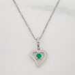 Set Cadena Veneciana + Dije Corazon Curvo Esmeralda 0.6pts / 1.45g / 45cm Oro Blanco 18K