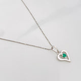 Set Cadena Veneciana + Dije Corazon Esmeralda 6pts / 1.4g / 45cm Oro Blanco 18K
