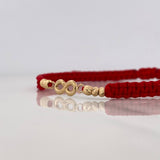 Pulsera Tejida Roja Infinito Oro Amarillo 18K