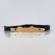 Pulsera Tejida Negra Familia Oro Amarillo 18K