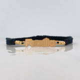 Pulsera Tejida Negra Familia Oro Amarillo 18K