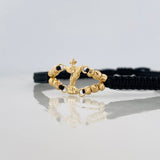 Pulsera Tejida Negra San Miguel Arcángel Oro Amarillo 18K