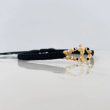 Pulsera Tejida Negra San Miguel Arcangel Oro Amarillo 18K