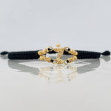 Pulsera Tejida Negra San Miguel Arcángel Oro Amarillo 18K