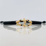 Pulsera Tejida Negra San Miguel Arcangel Oro Amarillo 18K