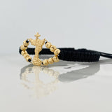 Pulsera Tejida Negra San Miguel Arcángel Oro Amarillo 18K