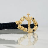 Pulsera Tejida Negra San Miguel Arcángel Oro Amarillo 18K