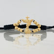 Pulsera Tejida Negra San Miguel Arcángel Oro Amarillo 18K