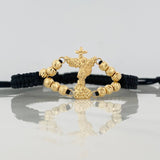 Pulsera Tejida Negra San Miguel Arcángel Oro Amarillo 18K