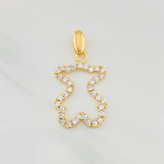 Dije Silueta Oso Ts 2g / 2.8cm Dos Oros Amarillo Blanco 18K
