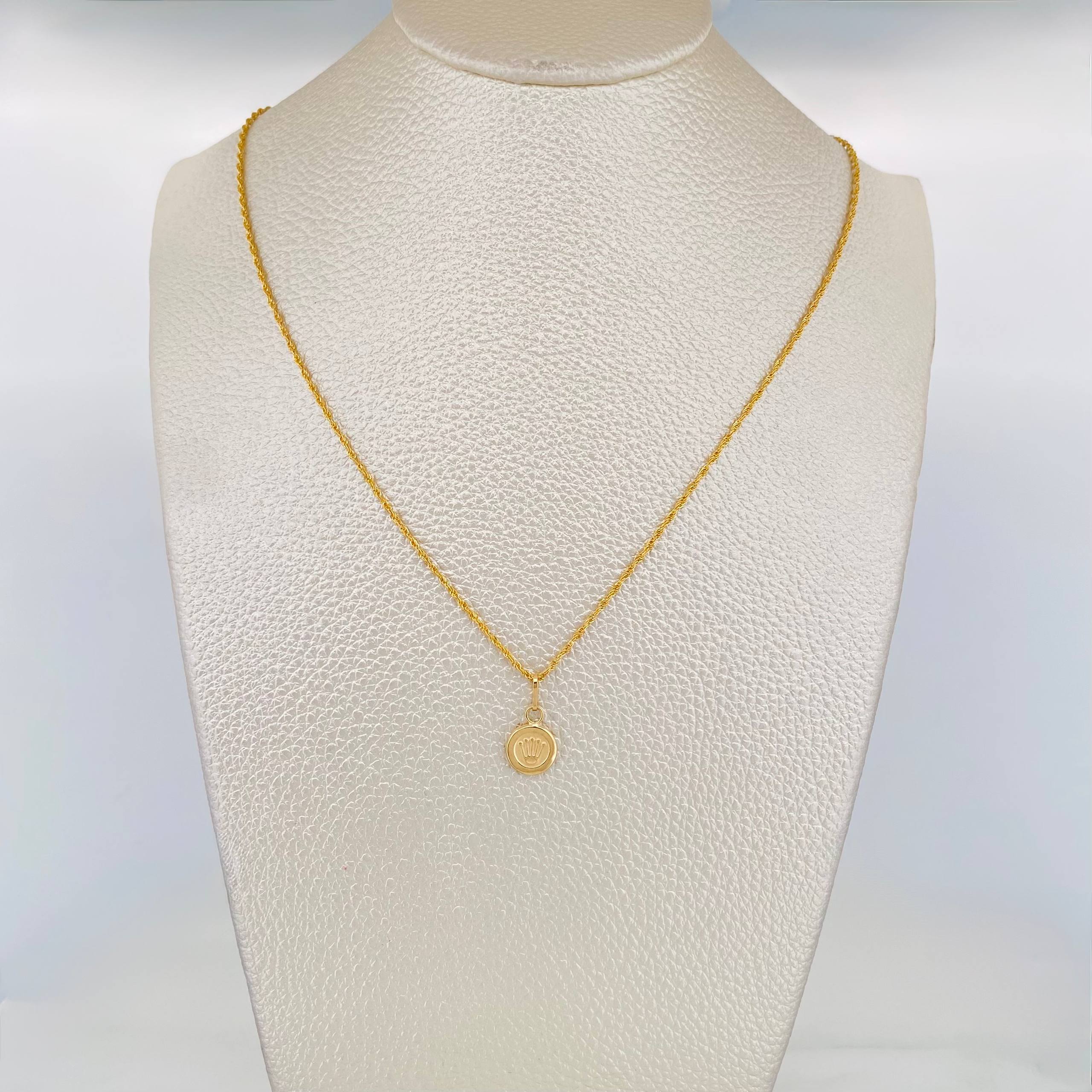 Set Cadena Lazo + Dije Corona / 1.4 g / 50 cm Oro Amarillo 18K