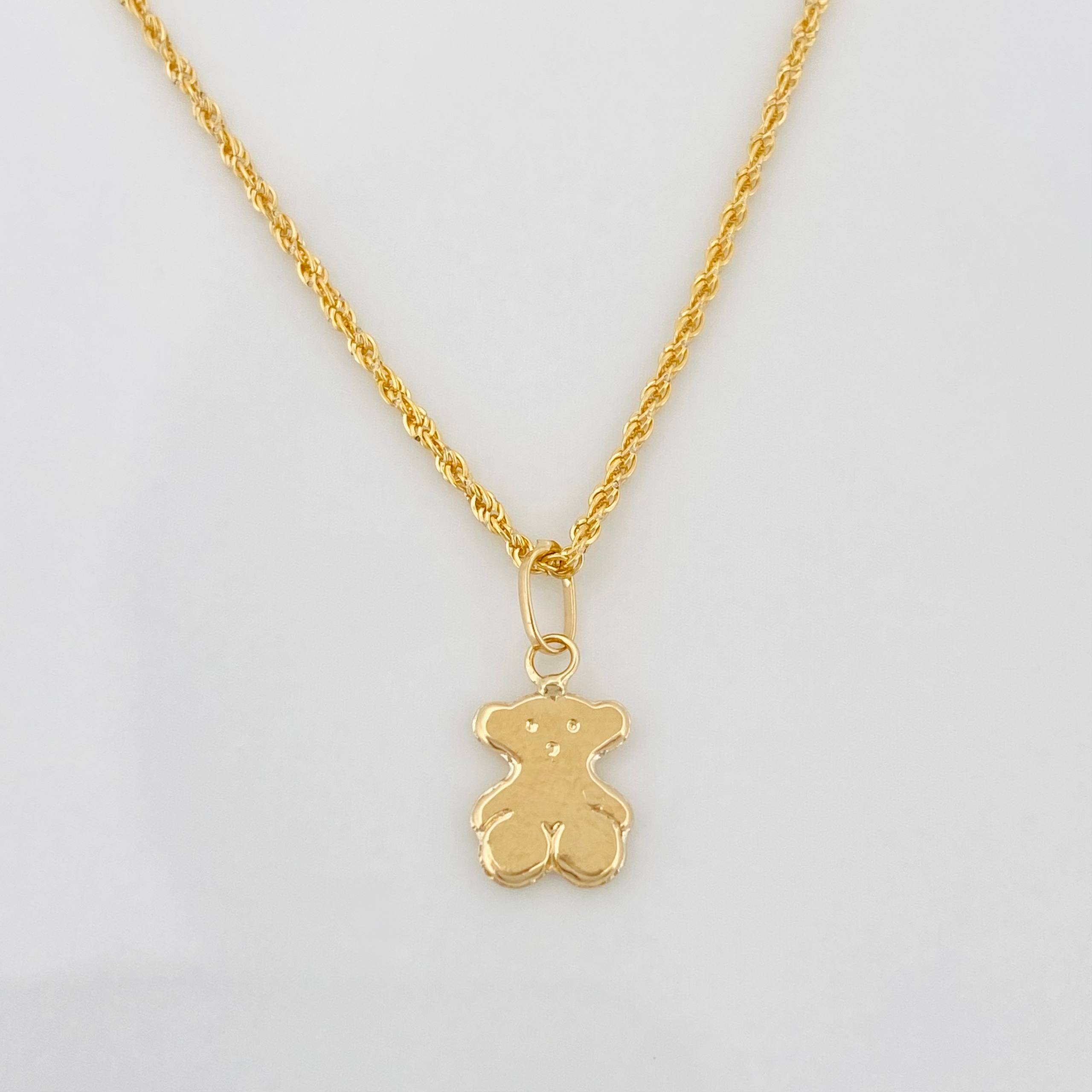 Set Cadena Lazo + Dije Oso Ts / 1.3 g / 45 cm Oro Amarillo 18K