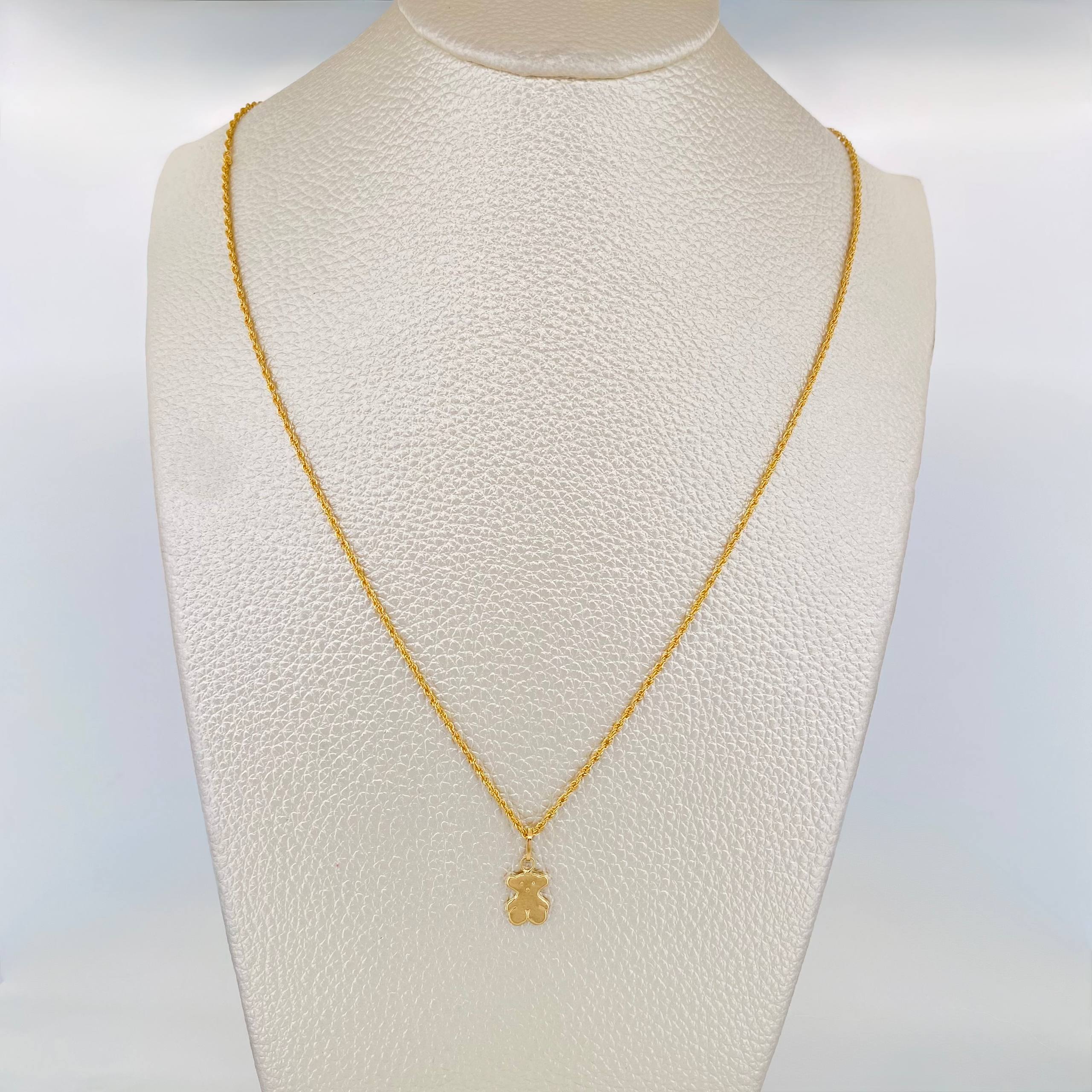 Set Cadena Lazo + Dije Oso Ts / 1.3 g / 45 cm Oro Amarillo 18K