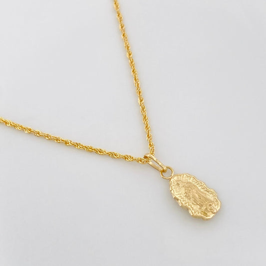 Set Cadena Lazo + Dije Silueta Virgen Guadalupe / 1.25 g / 45 cm Oro Amarillo 18K