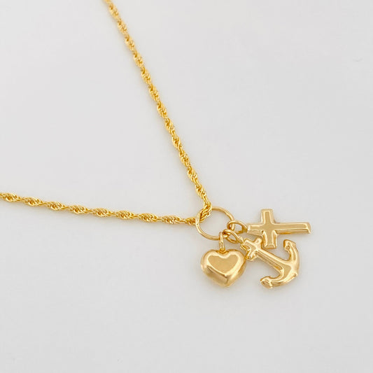 Set Cadena Lazo + Dije Tres Gracias / 1.7 g / 50 cm Oro Amarillo 18K
