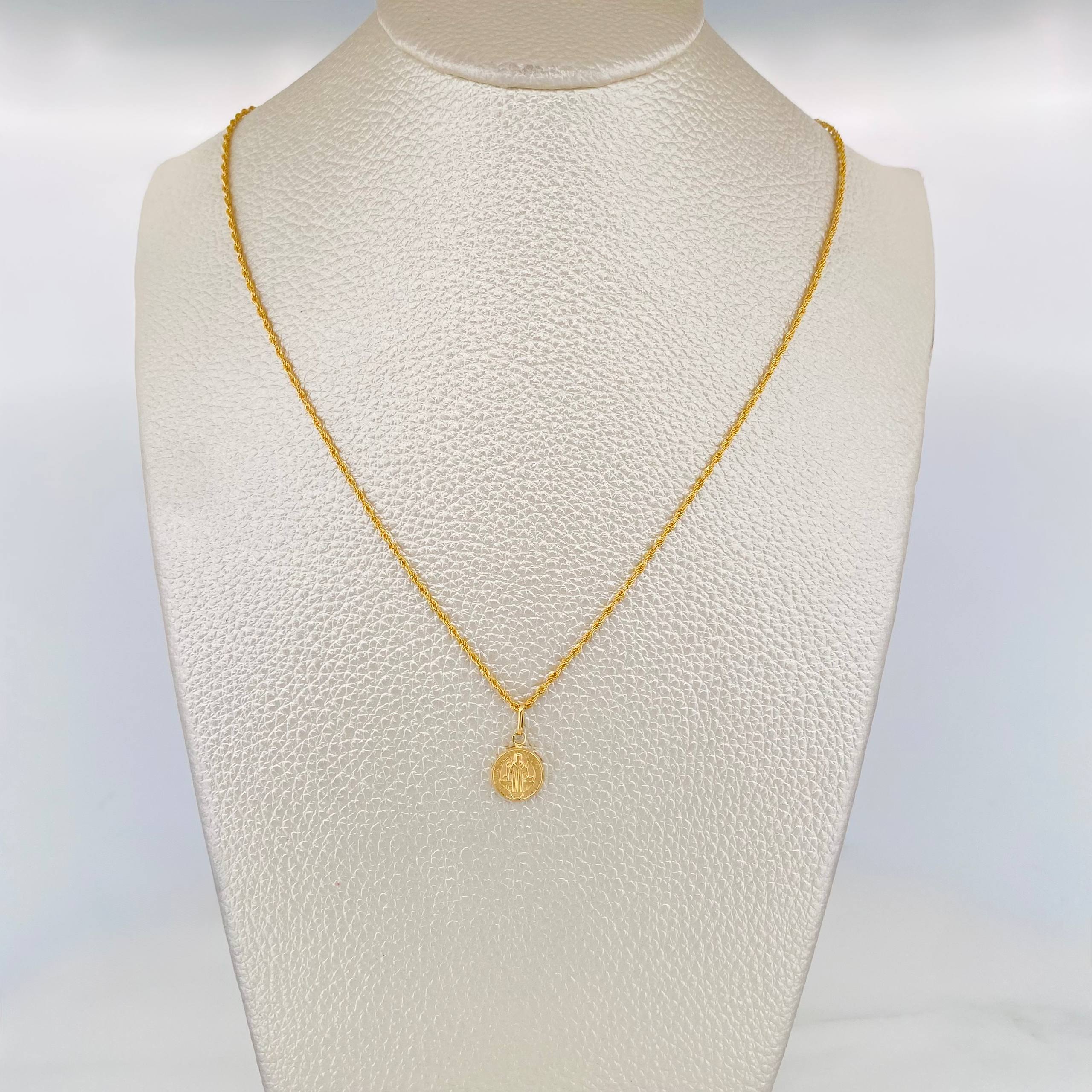 Set Cadena Lazo + Dije San Benito / 1.45 g / 50 cm Oro Amarillo 18K