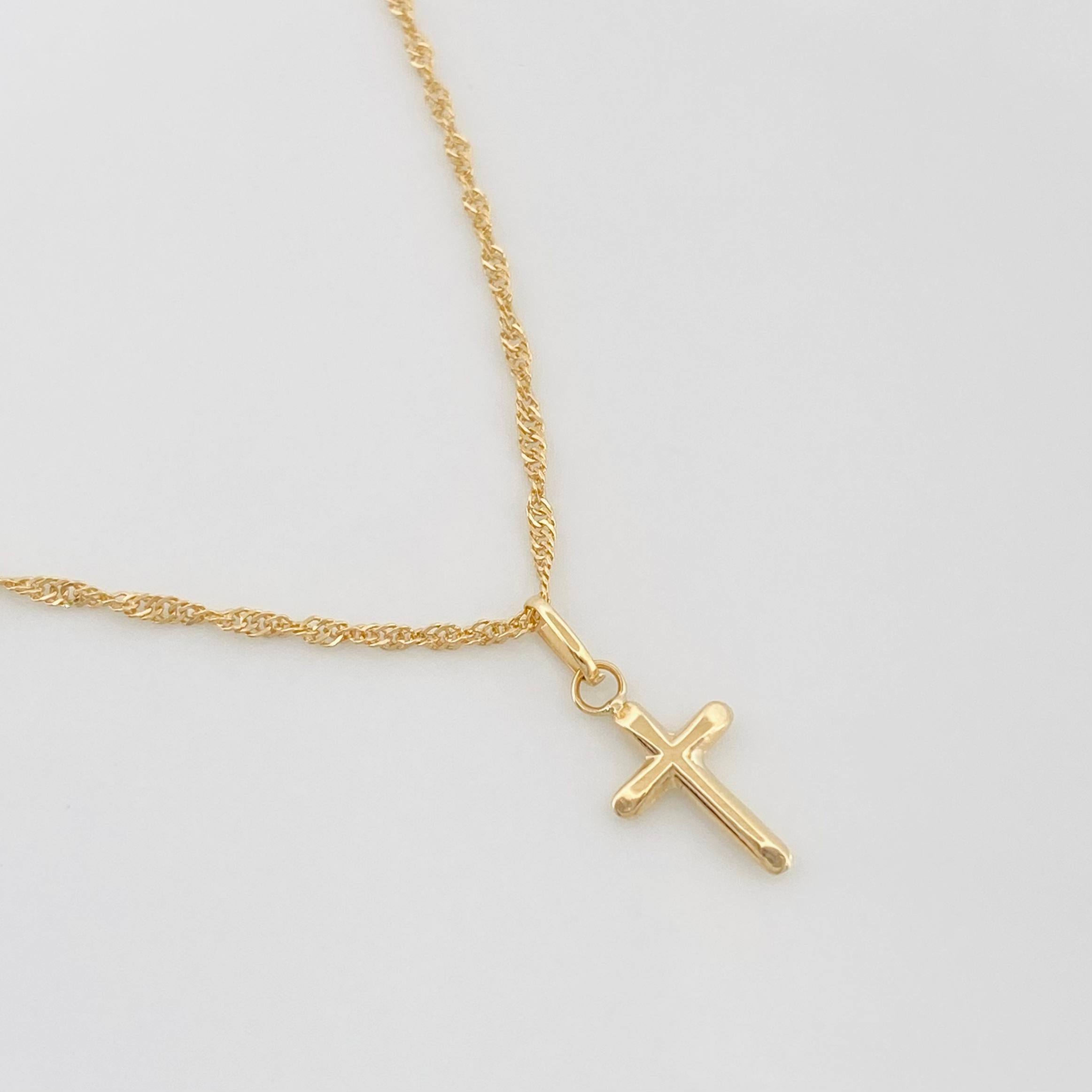Set Cadena Lazo + Dije Cruz / 1.85 g / 45 cm Oro Amarillo 18K
