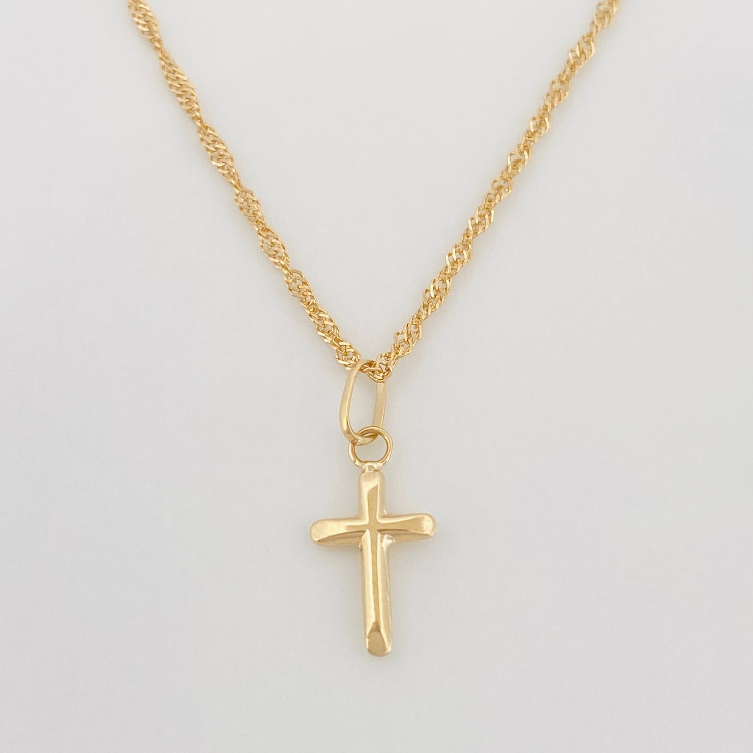 Set Cadena Lazo + Dije Cruz / 1.85 g / 45 cm Oro Amarillo 18K