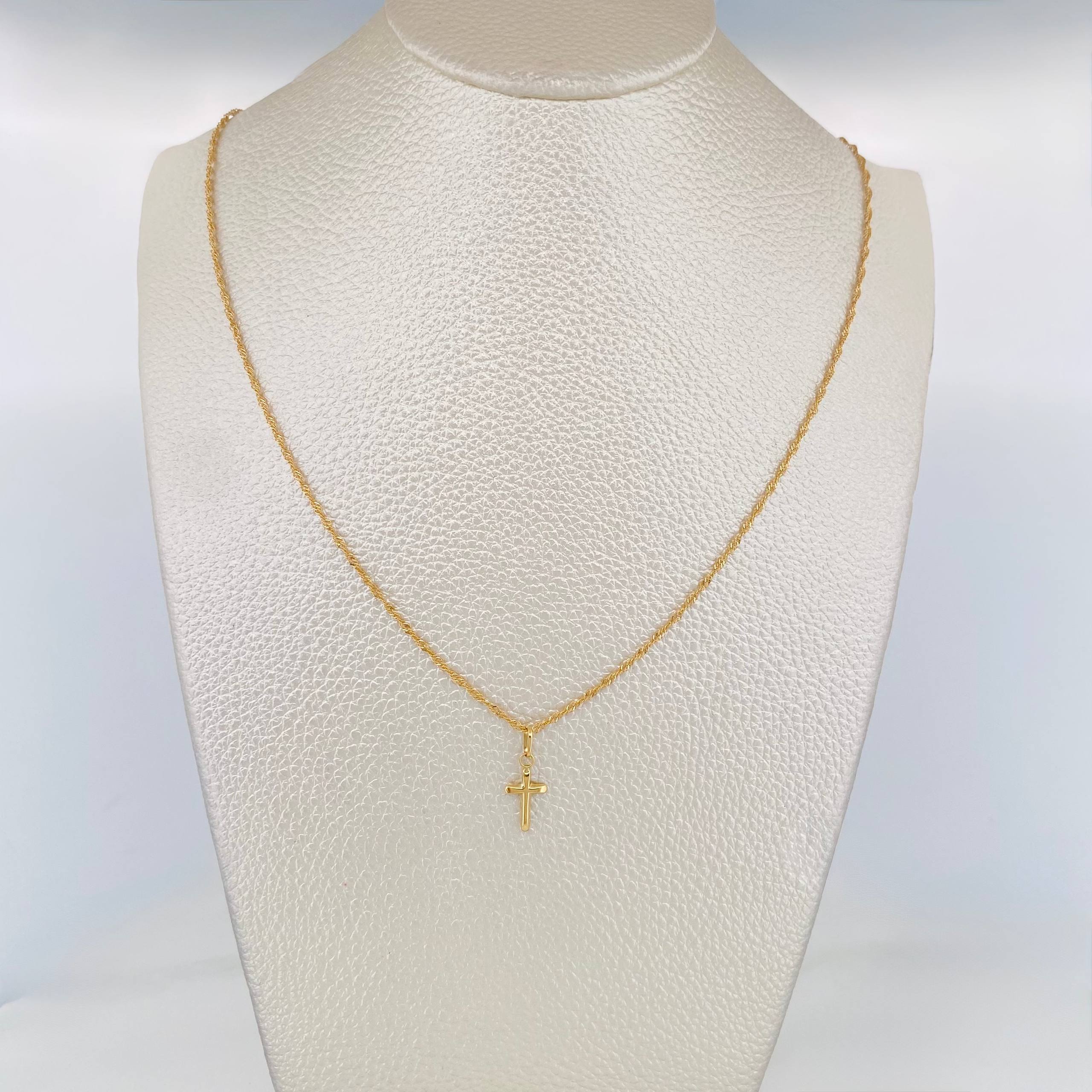 Set Cadena Lazo + Dije Cruz / 1.85 g / 45 cm Oro Amarillo 18K