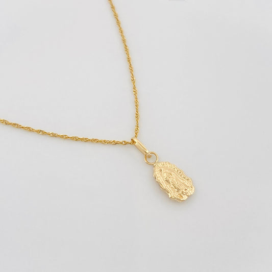 Set Cadena Lazo + Dije Silueta Virgen Guadalupe / 1.2 g / 40 cm Oro Amarillo 18K