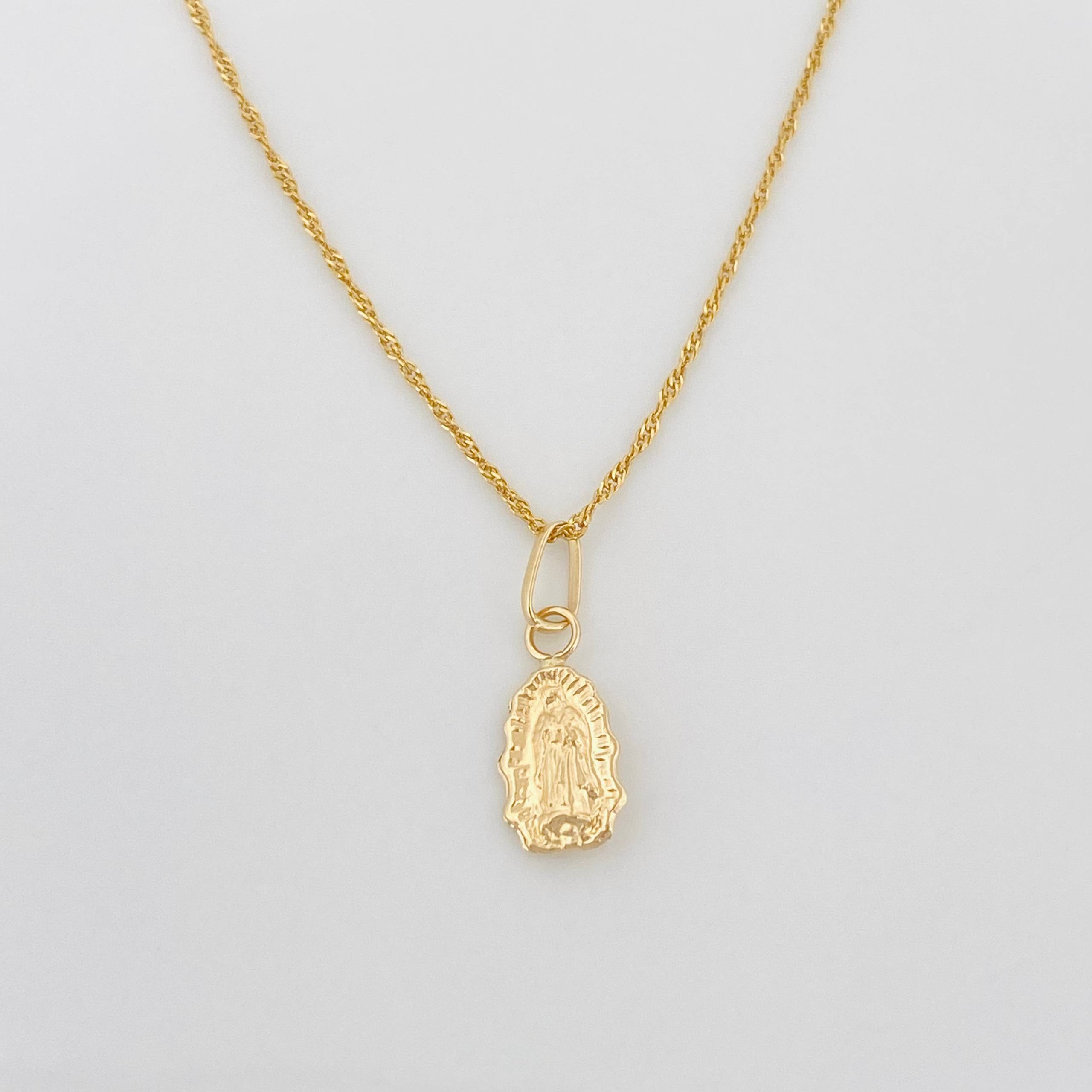 Set Cadena Lazo + Dije Silueta Virgen Guadalupe / 1.2 g / 40 cm Oro Amarillo 18K