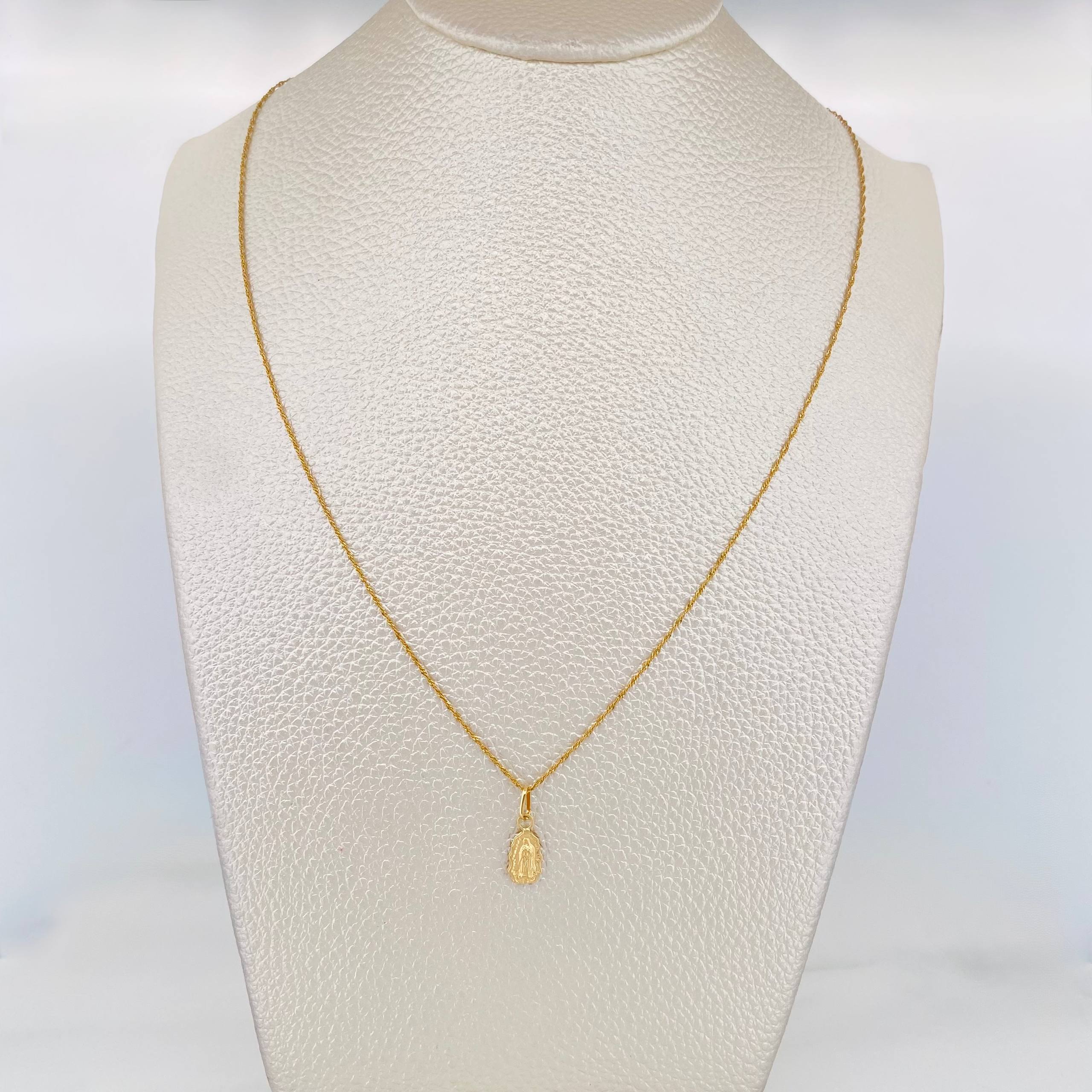 Set Cadena Lazo + Dije Silueta Virgen Guadalupe / 1.2 g / 40 cm Oro Amarillo 18K