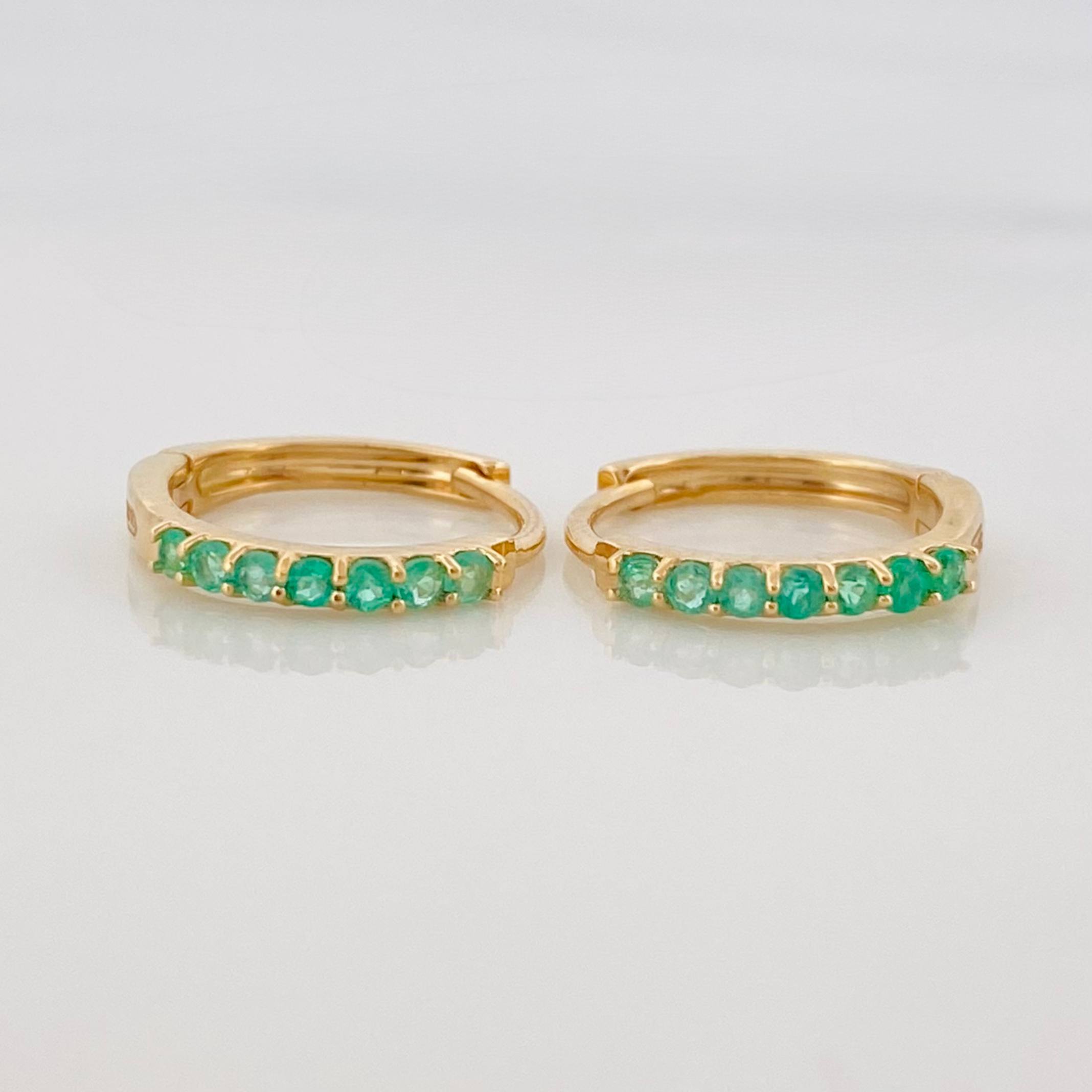 Candongas Carril Esmeralda 16Pts 1.25 g / 1 cm Oro Amarillo 18K