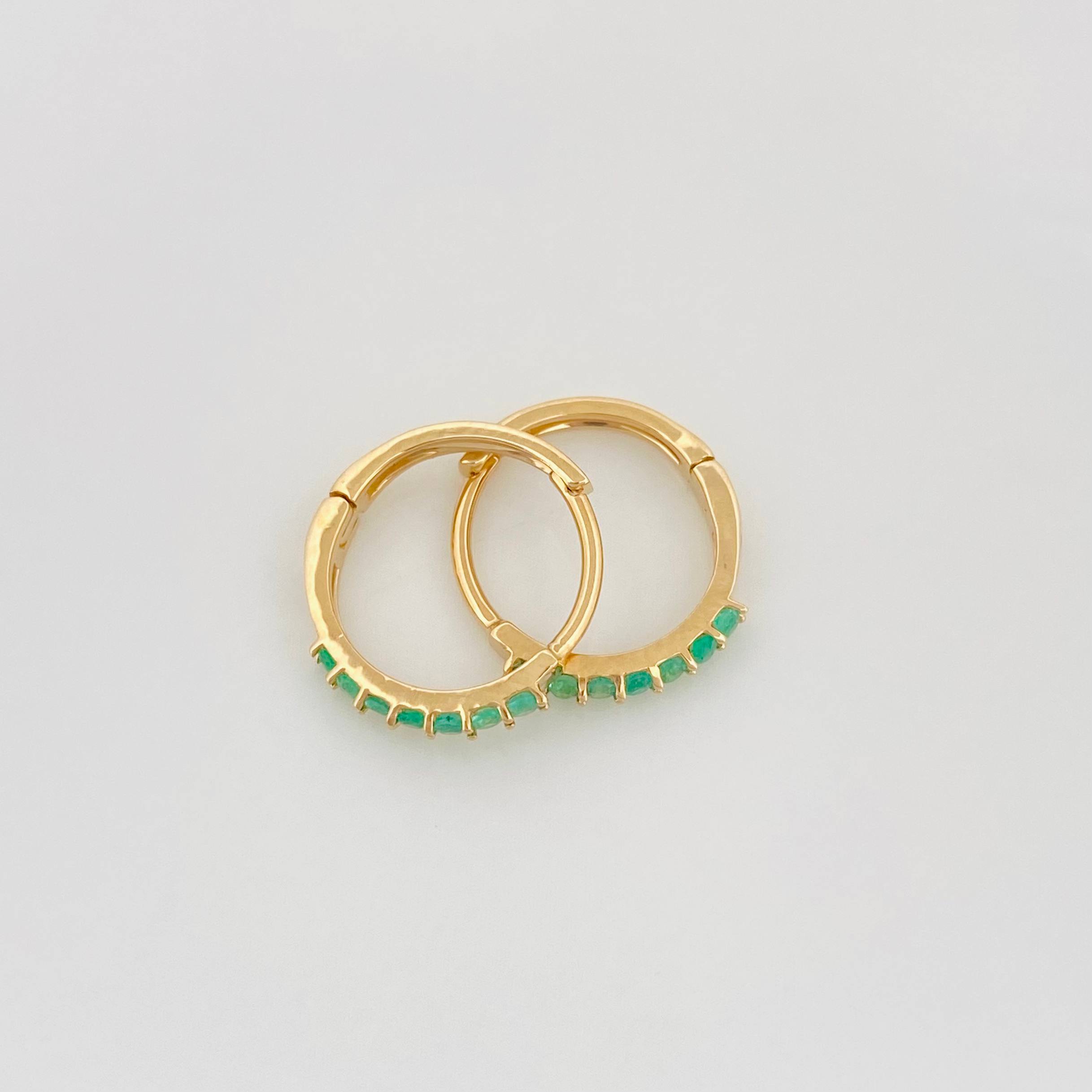 Candongas Carril Esmeralda 16Pts 1.25 g / 1 cm Oro Amarillo 18K