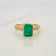 Anillo Rectangular Diamantes 33Pts Esmeralda 1.23Qts 3.4 g / T6 Oro Amarillo 18K