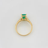 Anillo Rectangular Diamantes 33Pts Esmeralda 1.23Qts 3.4 g / T6 Oro Amarillo 18K