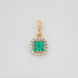 Dije Cuadro Esmeralda 20Pts Diamante 16Pts 0.95 g / 1.6 cm Oro Amarillo 18K