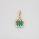 Dije Cuadro Esmeralda 20Pts Diamante 16Pts 0.95 g / 1.6 cm Oro Amarillo 18K