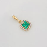 Dije Cuadro Esmeralda 20Pts Diamante 16Pts 0.95 g / 1.6 cm Oro Amarillo 18K